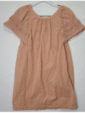 Old Navy Blush Pink 100% Cotton (Linen Look) Shift Dress with Pockets -Small